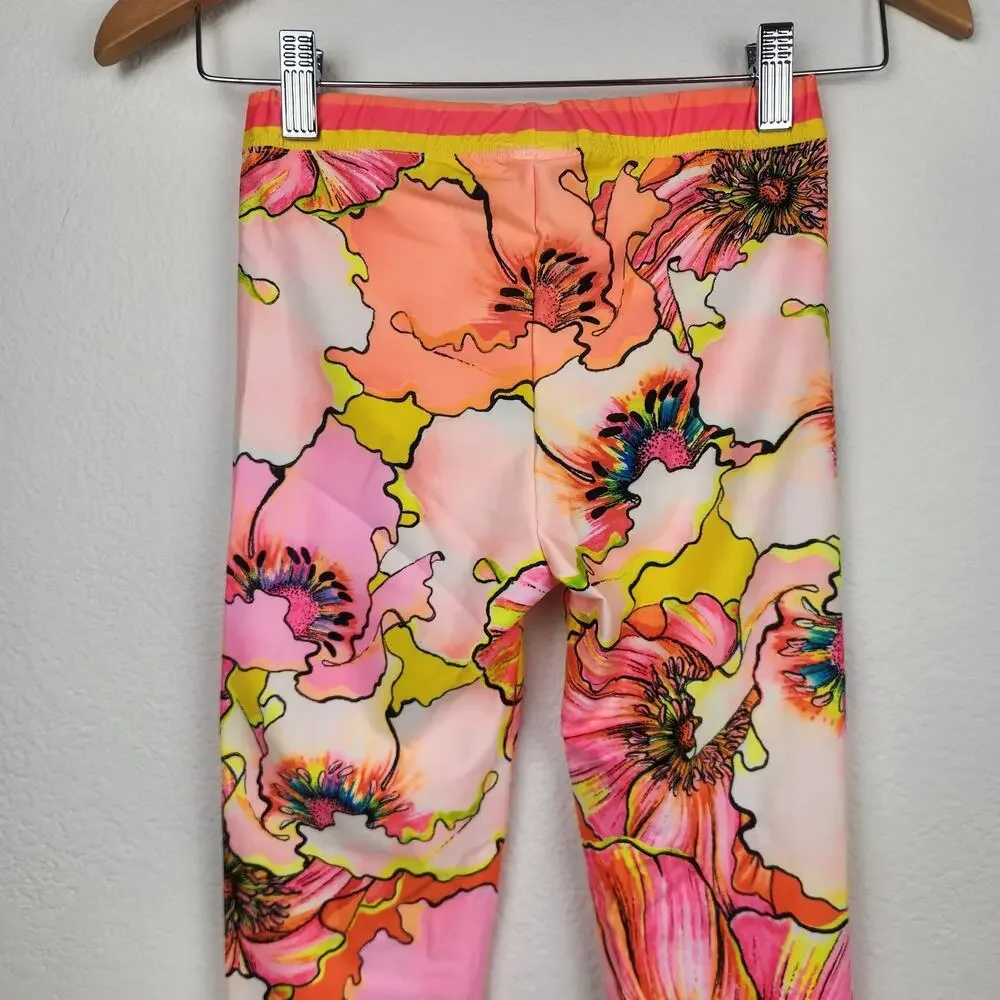 Agua Bendita Kids Swim Rashguard Leggings in Pink, Orange, Yellow